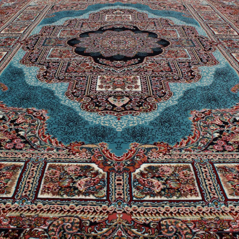 Covor Persan albastru Tabriz 140x200 covor mecanic elegant pentru living sau dormitor