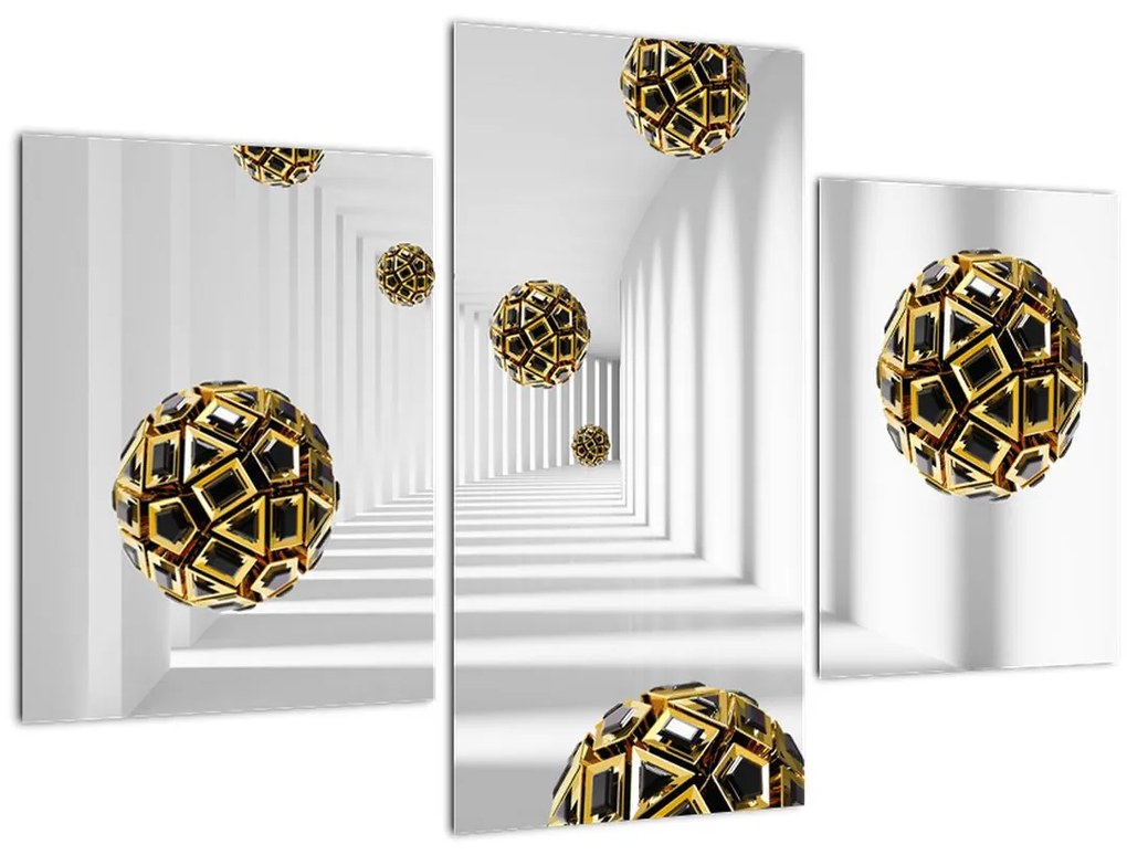 Tablou abstract cu mingi de fotbal (90x60 cm)