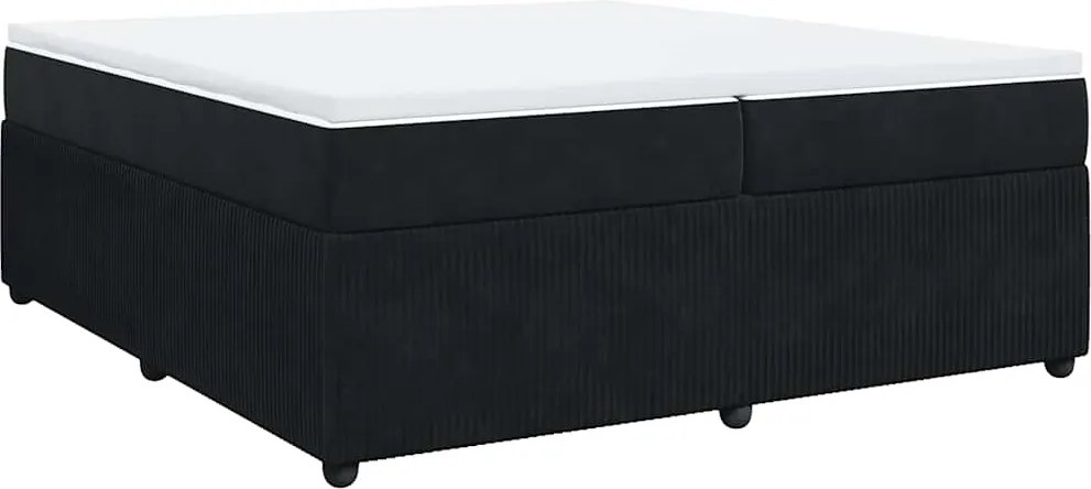 vidaXL Pat box spring cu saltea, negru, 200x200 cm, catifea
