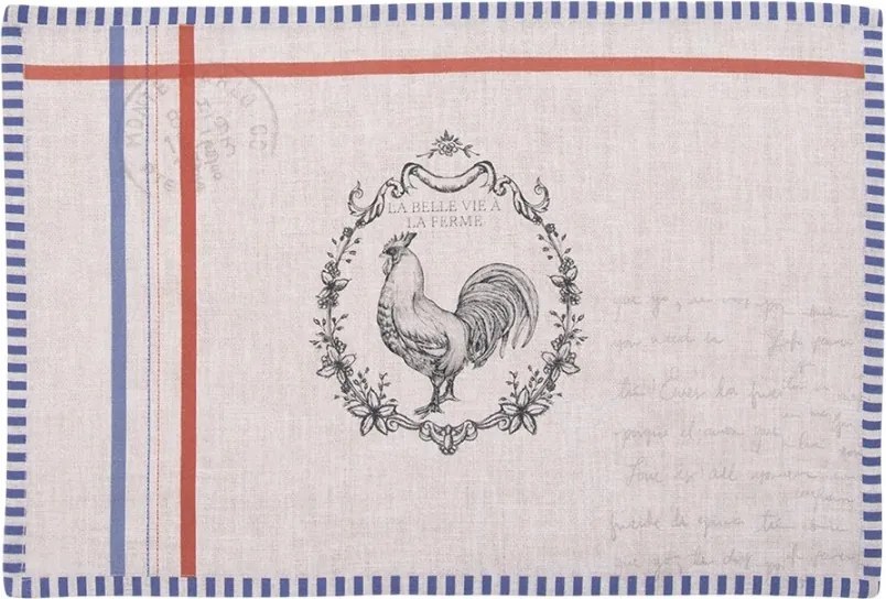 Set 6 placemat din bumbac, bej, "La Belle Vie à la Ferme"
