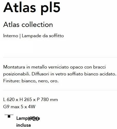 Lustra aplicata / Plafoniera moderna ajustabila Atlas pl5 alba