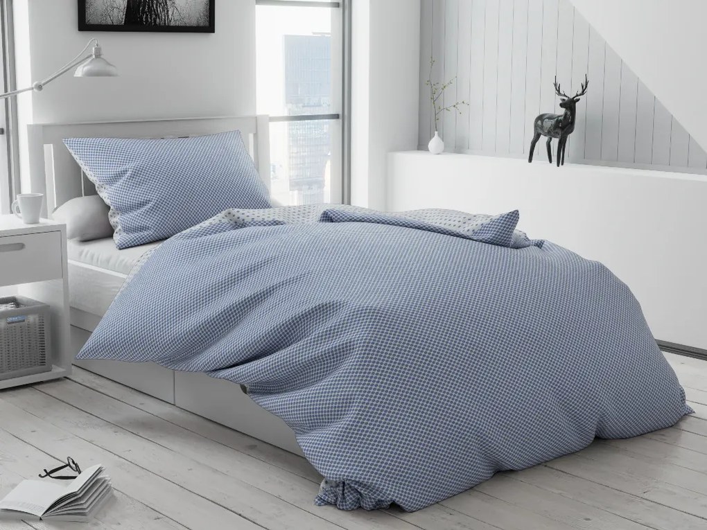 Lenjerie de pat bumbac Cambra albastru Tip plic hotel Dimensiunile lenjeriei: 70x90 cm | 140x220 cm