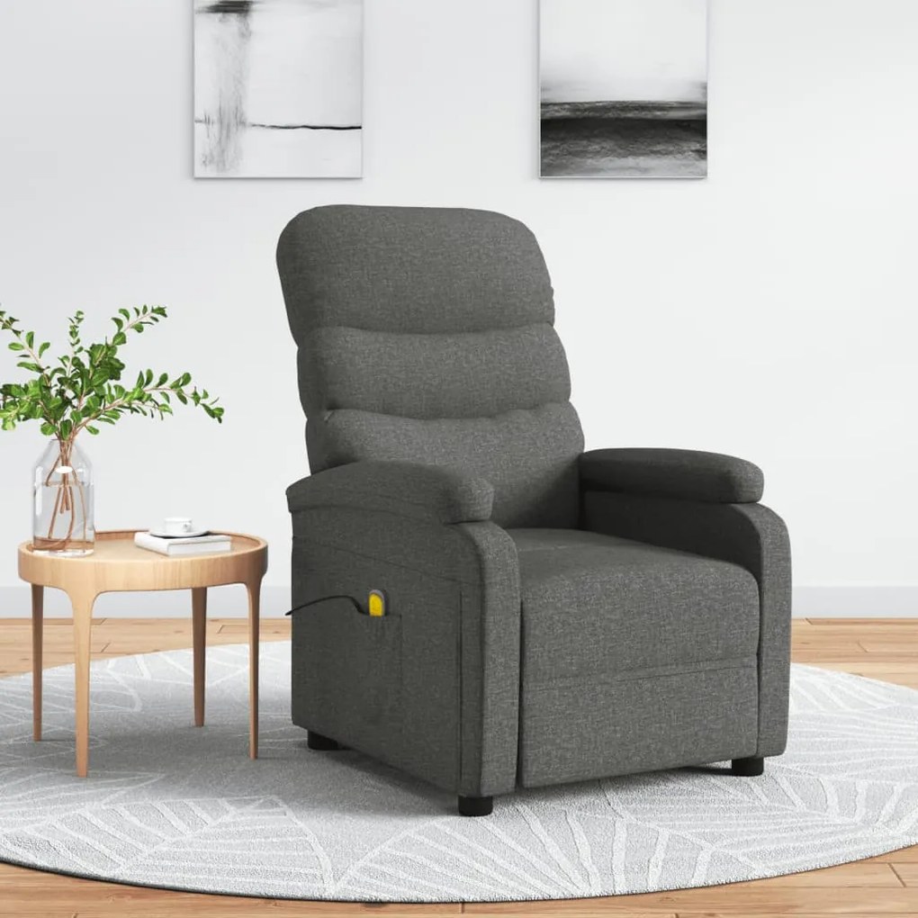 321227 vidaXL Fotoliu de masaj, gri închis, material textil