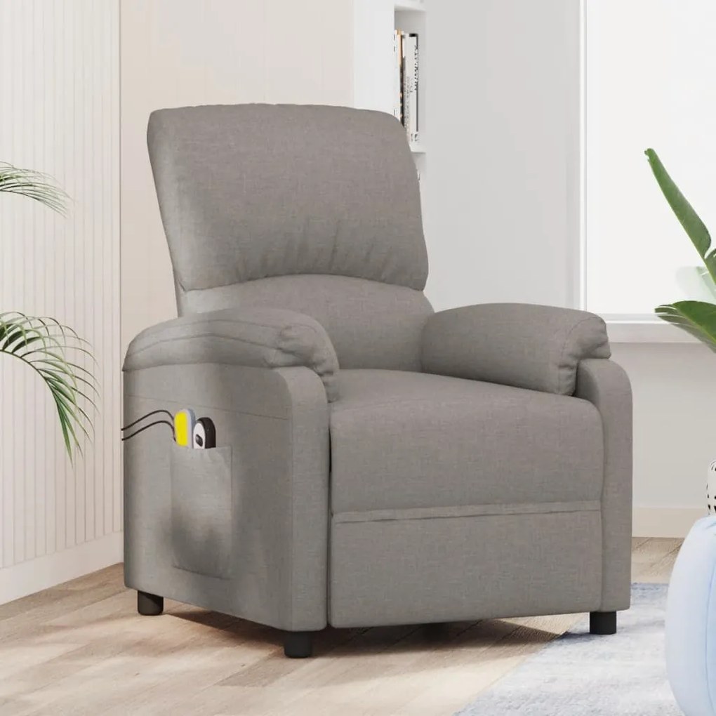3073860 vidaXL Fotoliu de masaj electric rabatabil, gri taupe, textil