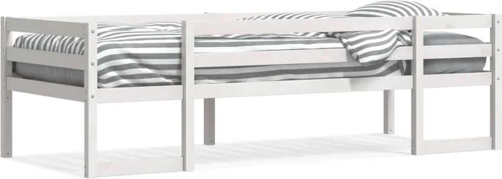 vidaXL Cadru de pat pentru copii, alb, 90x190 cm, lemn masiv de pin