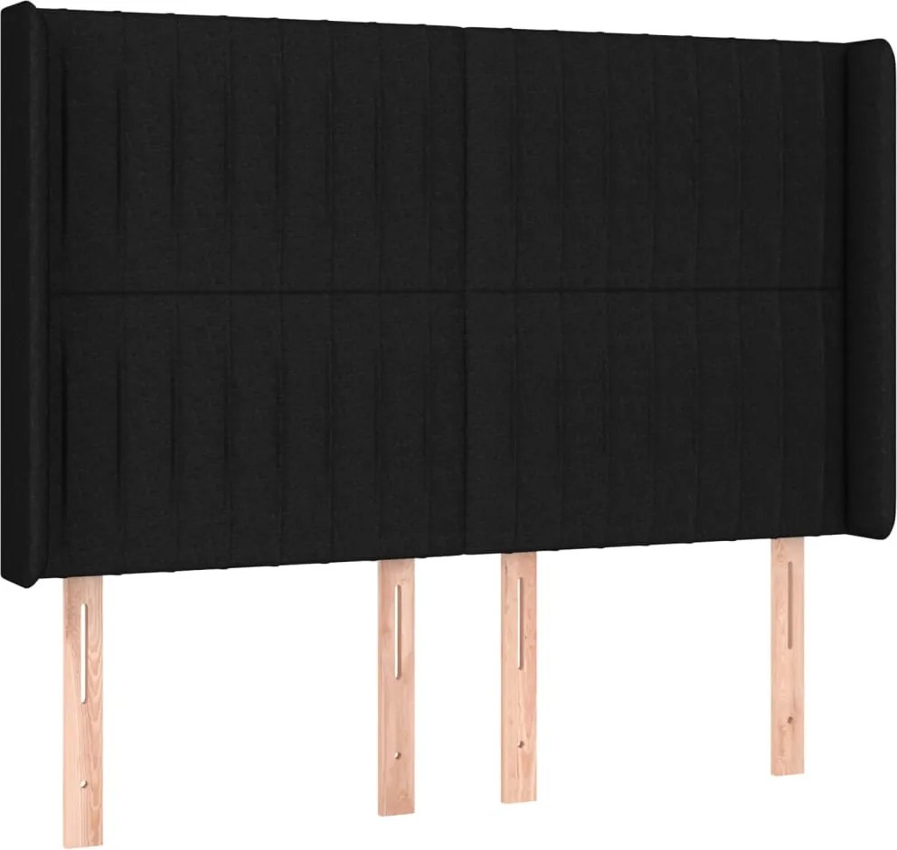 vidaXL Tăblie de pat cu aripioare, negru, 147x16x118/128 cm, textil