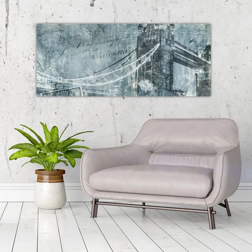 Tablou - Tower Bridge în tonuri reci (120x50 cm)