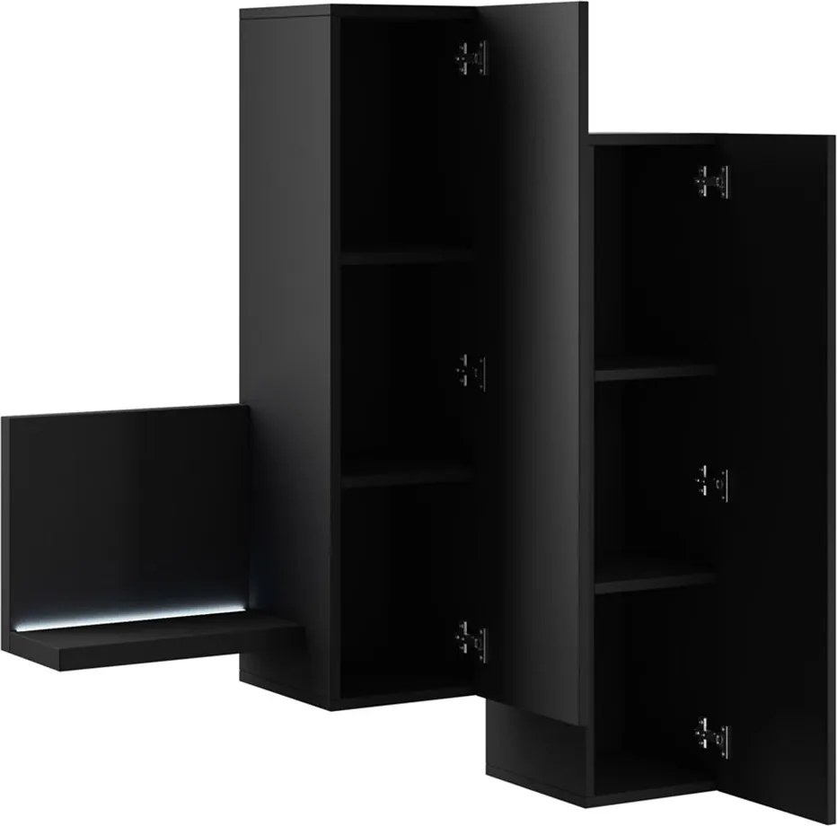 Corp lemn masiv suspendat Aurea, 152 × 90 × 35 cm - Negru