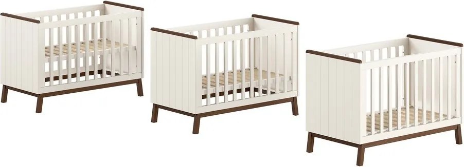 Pătuț bej din lemn de pin cu înălțime reglabilă 60x120 cm Sezane – Vipack