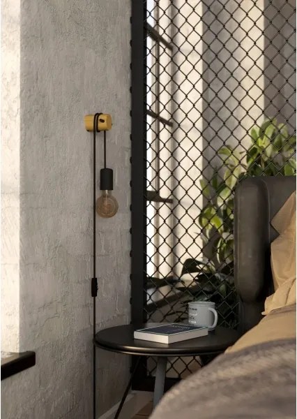 Eglo 43898 - Aplica de perete BUDDON 1xE27/13W/230V negru/bej