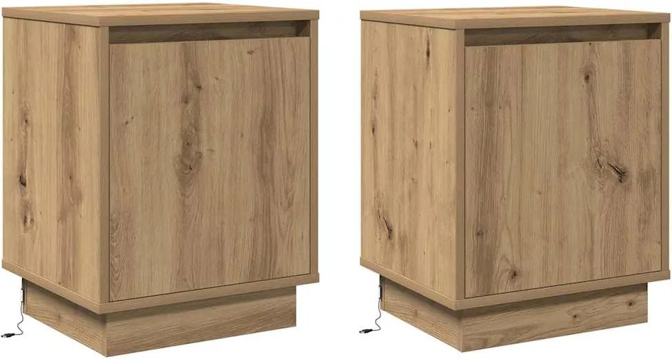 vidaXL Dulap de noapte 2 pcs Stejar Artizanal 39 x 34,5 x 50 cm
