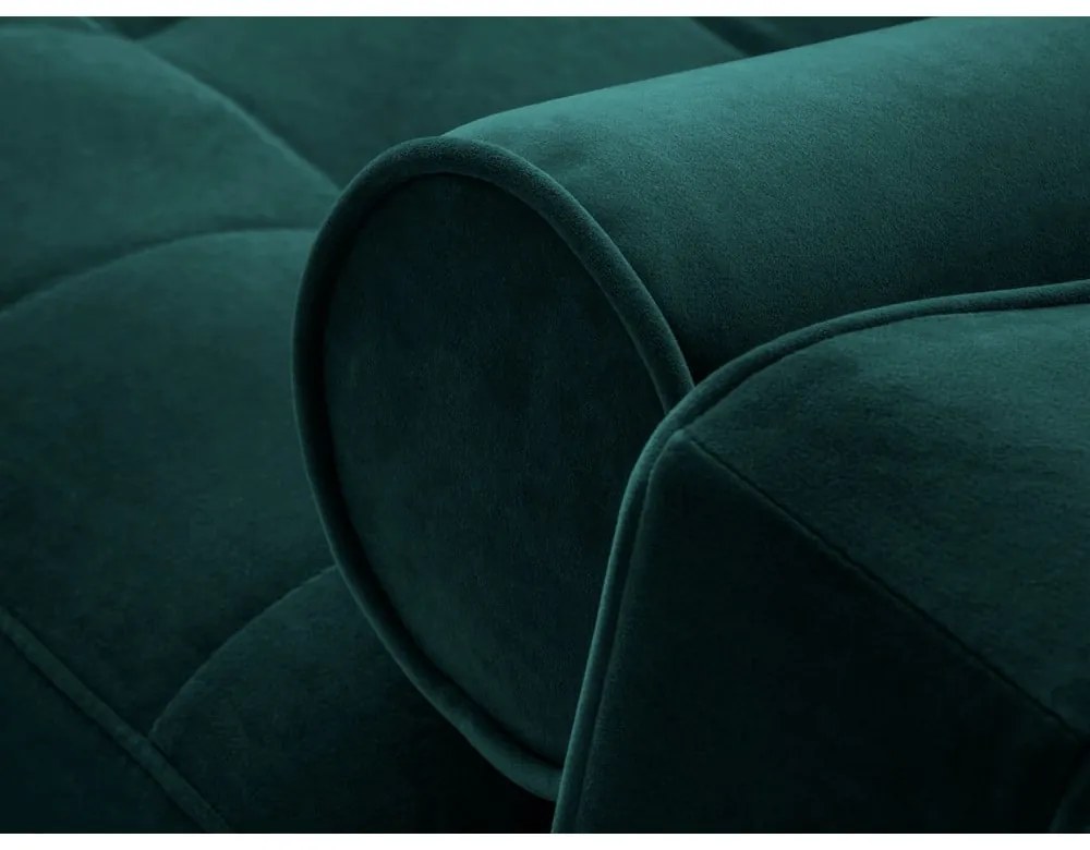 Colțar extensibil din catifea cu șezlong dreapta Milo Casa Santo, verde petrol