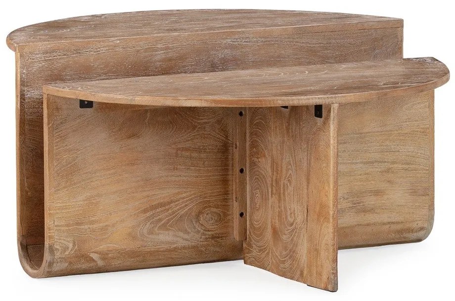 Măsuță de cafea în culoare naturală închisă rotundă din lemn de mango ø 80 cm Divya – MOME