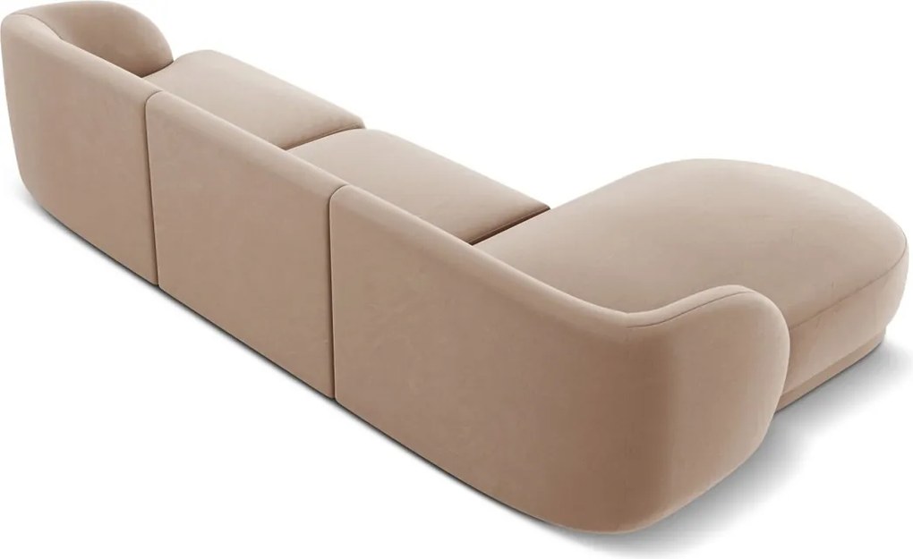 Coltar stanga 4 locuri, Miley, Micadoni Home, BL, 259x155x74 cm, catifea, cappuccino