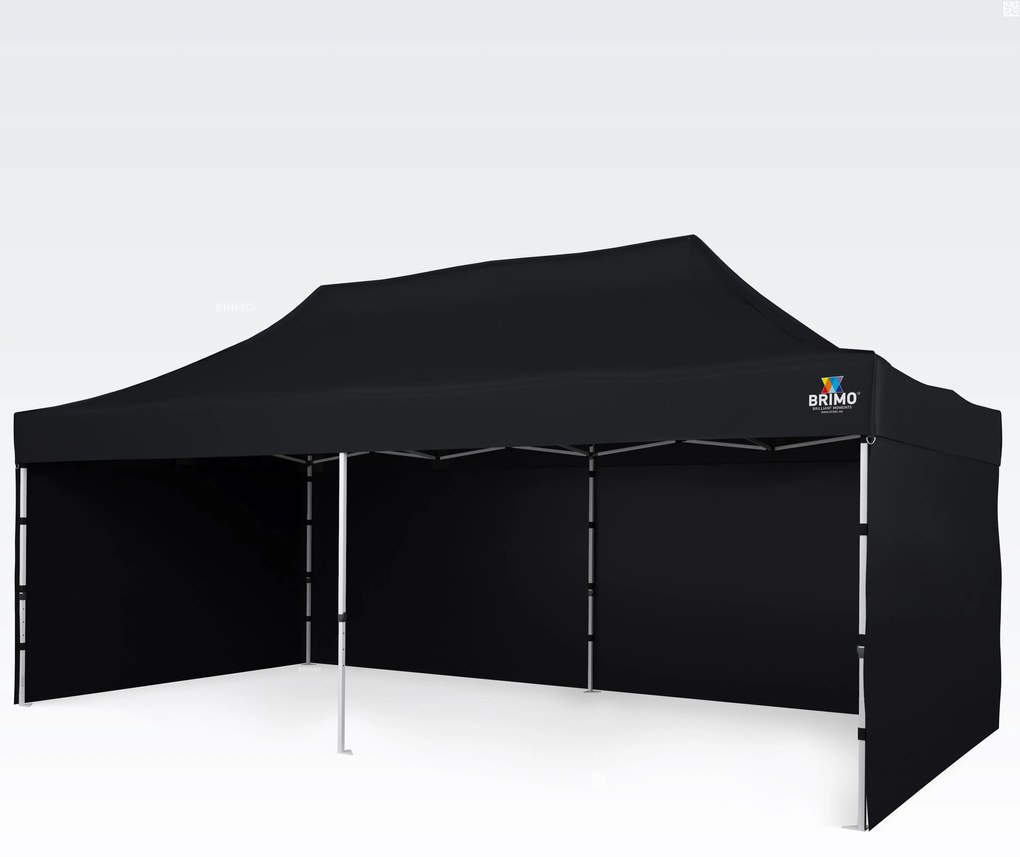 Cortină de petrecere 3x6m cu structură tip foarfecă (3 pereți) - Construcție din oțel și pânză 330g/m² - cu 3 pereți - Negru