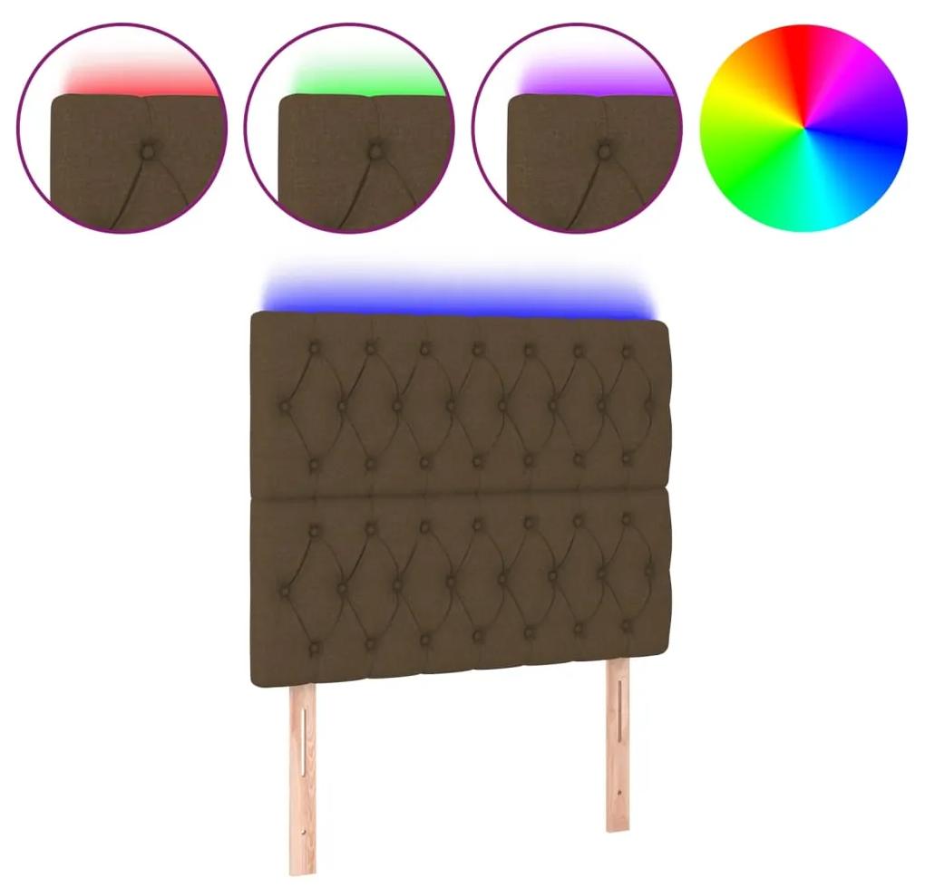 Tablie de pat cu LED, maro inchis, 100x7x118 128 cm, textil 1, Maro inchis, 100 x 7 x 118 128 cm