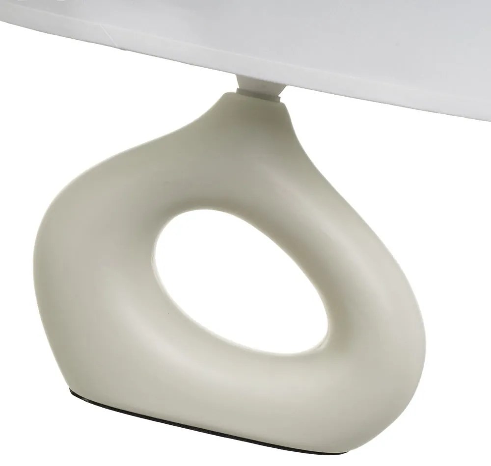 Veioză albă/bej din ceramică cu abajur textil (înălțime 30 cm) – Casa Selección