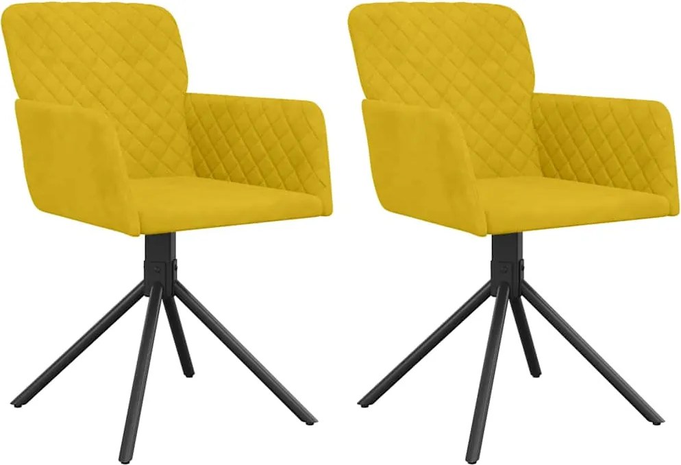 vidaXL Scaune de bucătărie pivotante, 2 buc., galben, catifea