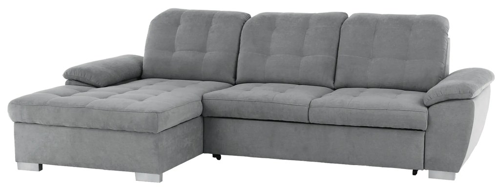 Coltar extensibil EVANGELIN stanga gri, 258x102/86x164 cm