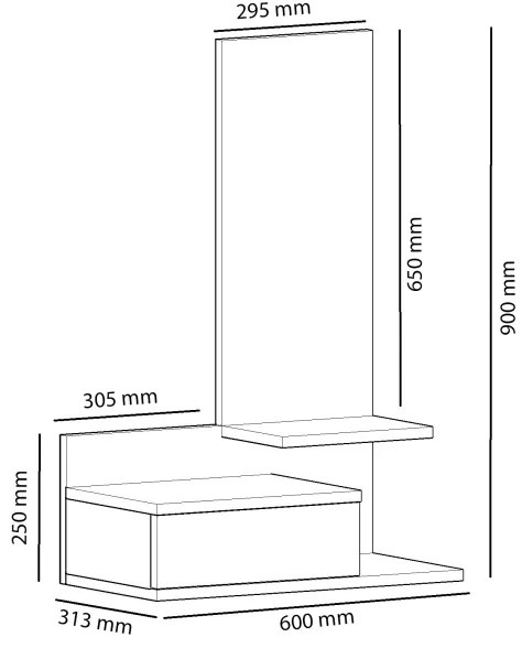 Raft cu oglindă ROZELLA 90x60 cm bej/antract