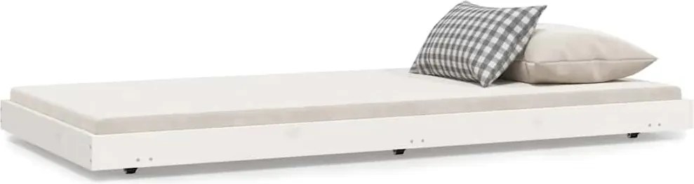 vidaXL Cadru pat fără saltea, alb, 90x190 cm, lemn masiv de pin