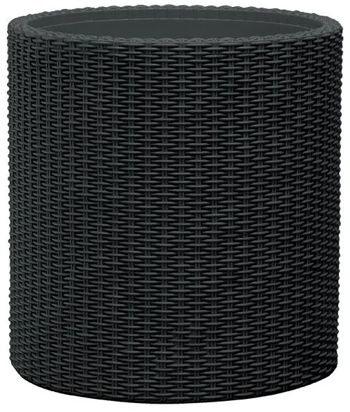Ghiveci plastic cu aspect ratan, M, antracit