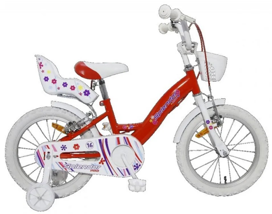 Bicicleta pentru copii NOVOKIDS™ Splend'Or PRO Line Edition, Cu cosulet, Roti 16" inch, Maxim 35 kg, Cadru din otel, Roti ajutatoare detasabile,