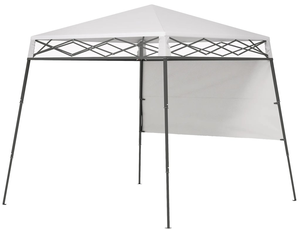 Outsunny Cenador Pliabil 220x220x200 cm cu 1 Perete Lateral Geantă de Transport Impermeabilă și Protecție UV50+ Alb | Aosom Romania