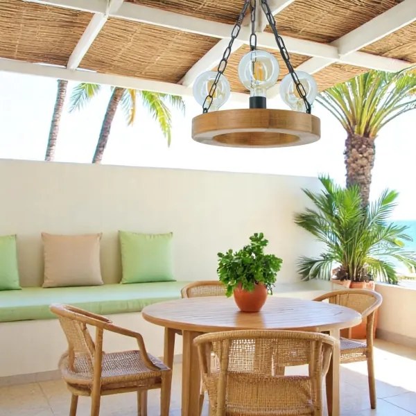 Lustră pe lanț IOS 3xE27/60W/230V d. 30 cm fag