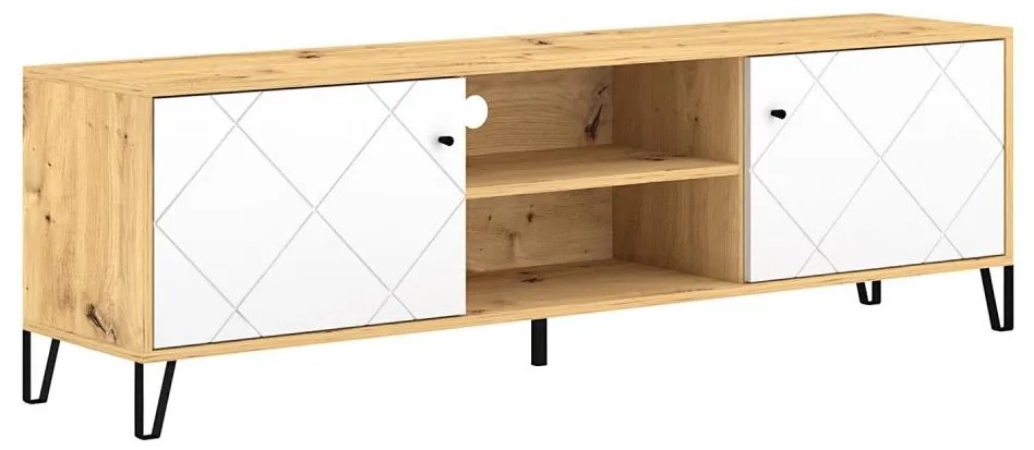 Comodă TV SULA, stejar artisan/alb