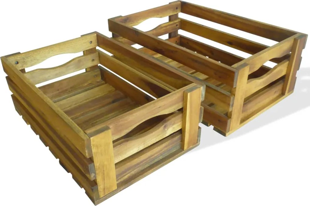 vidaXL Set lăzi de mere 2 buc. Lemn masiv de salcâm