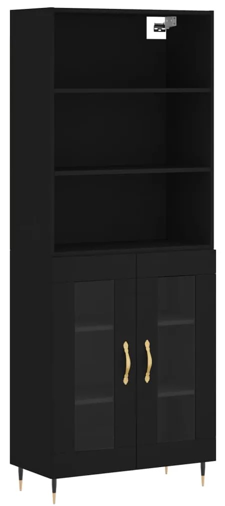 3189294 vidaXL Dulap înalt, negru, 69,5x34x180 cm, lemn compozit