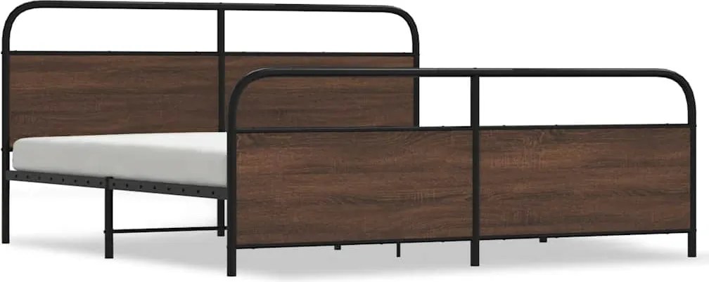 vidaXL Cadru de pat metalic fără saltea, stejar maro, 193x203 cm