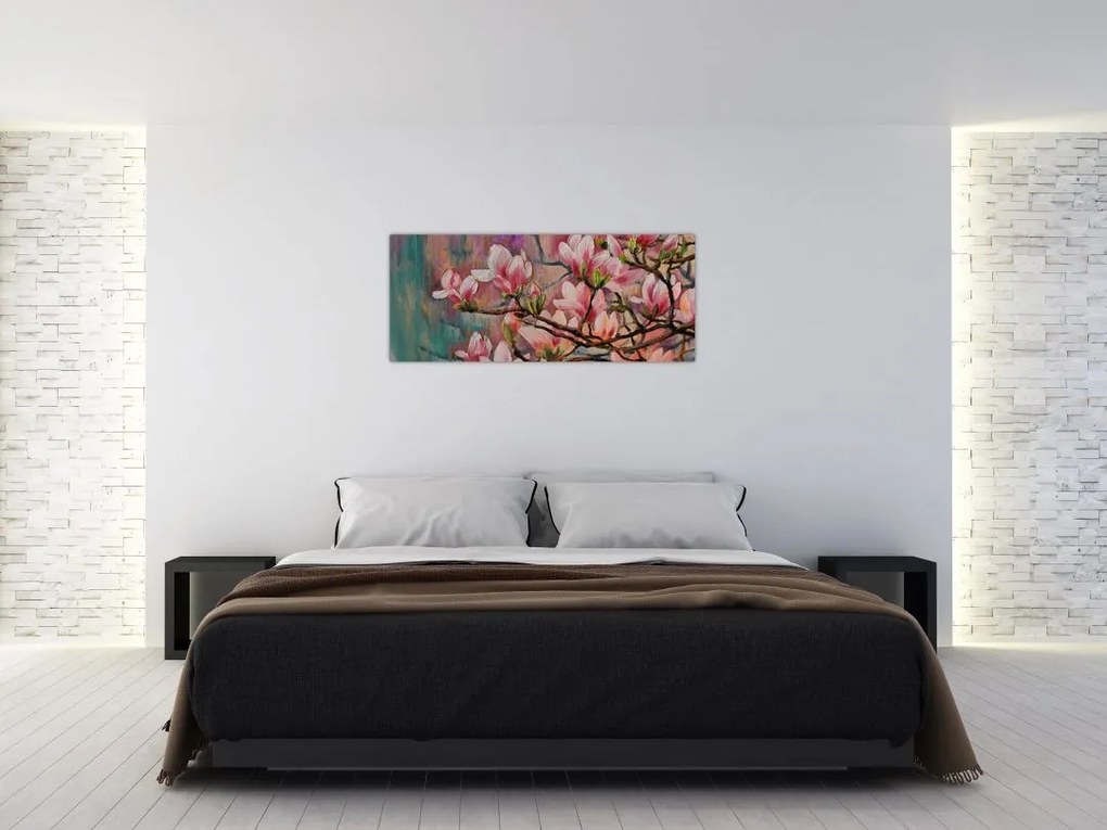 Tablou - Pictură în ulei, Sakura în floare (120x50 cm)