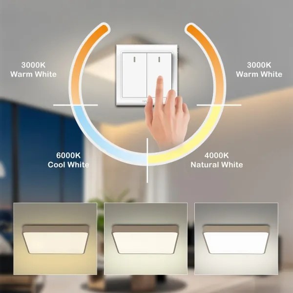 Brilagi - Plafonieră LED POOL, 36W, 230V, 3000/4500/6000K, 40x40 cm, bej