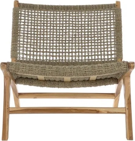 Fotoliu tip scaun maro , din lemn de tec si rattan