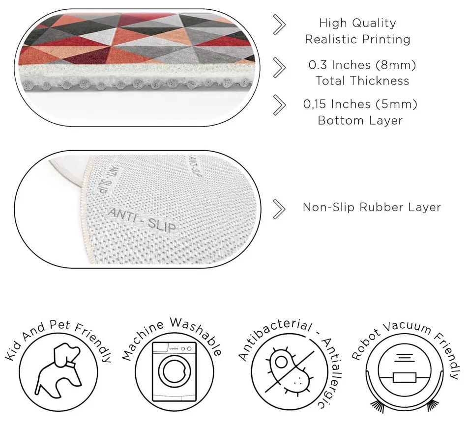 Covor roșu/gri lavabil rotund ø 80 cm Ignite – Mila Home