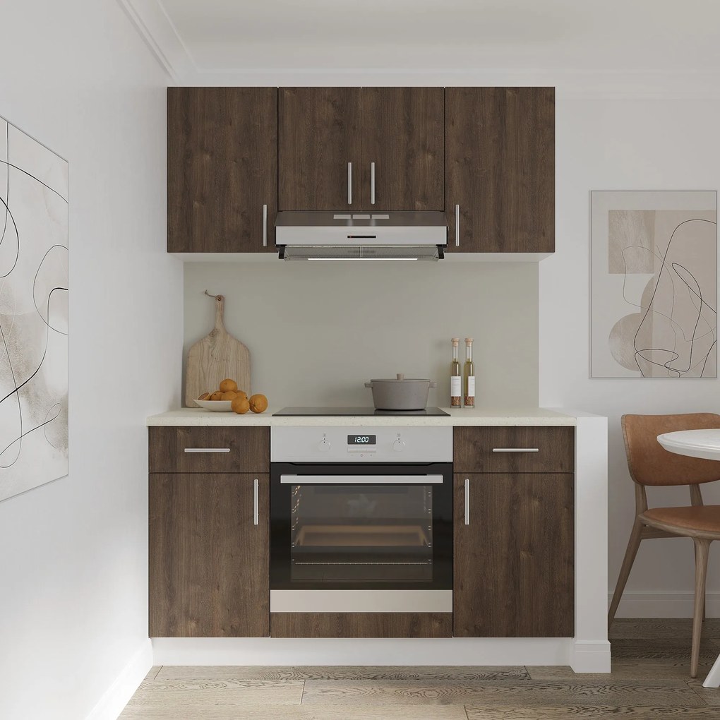 Set haaus V5, Stejar Bronz/Alb, Blat Thermo 28 mm, L 140 cm