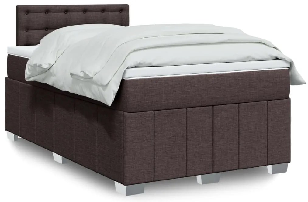 vidaXL Pat box spring cu saltea, maro închis, 120x200 cm, textil