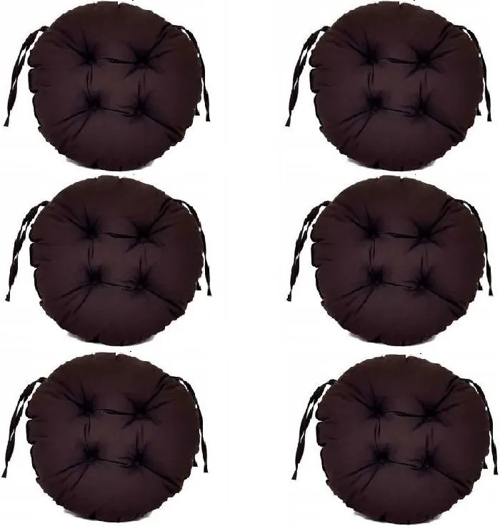 Set Perne decorative rotunde, pentru scaun de bucatarie sau terasa, diametrul 35cm, culoare maro, 6 buc/set