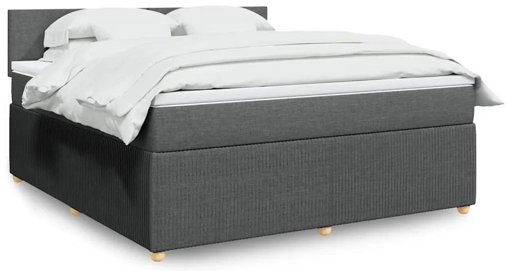 vidaXL Pat box spring cu saltea, gri închis, 180x200 cm, textil
