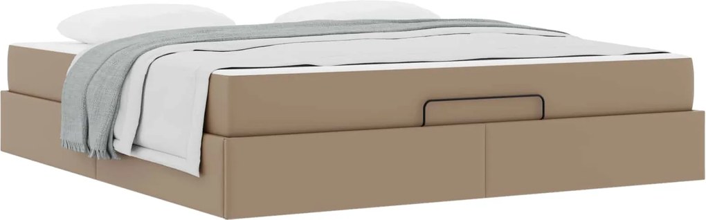 vidaXL Cadru de pat cu saltea cu saltea 2 pcs Cafeniu PVC