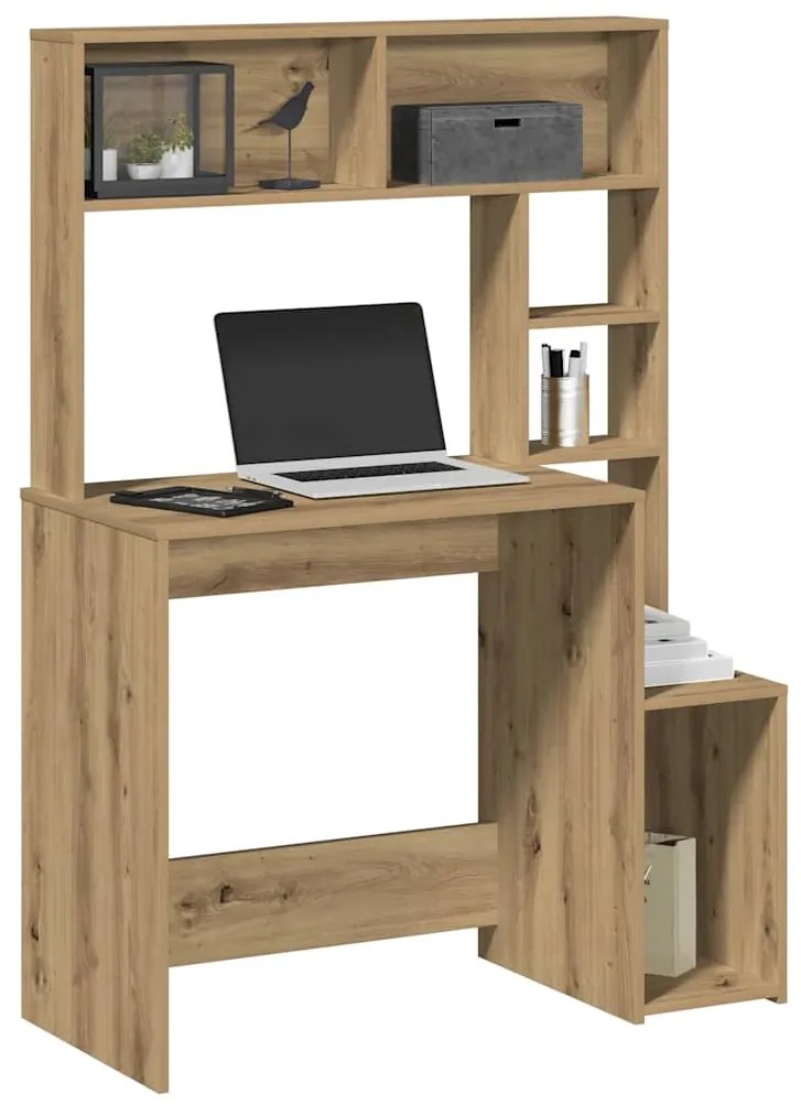 vidaXL Birou cu rafturi stejar artizanal 100x45x140 cm, lemn prelucrat