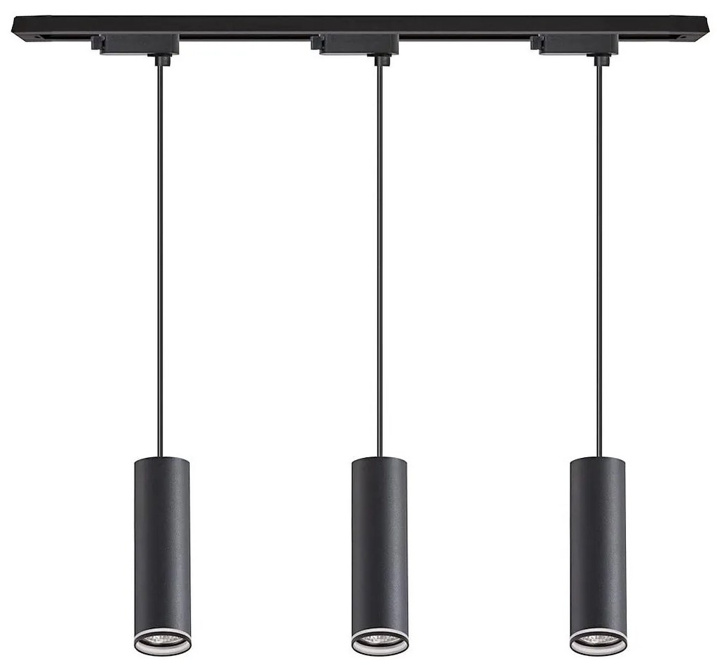 Lustră suspendată pe cablu pentru sistem de șină PIPE, 3x GU10, 10W, 230V, neagră