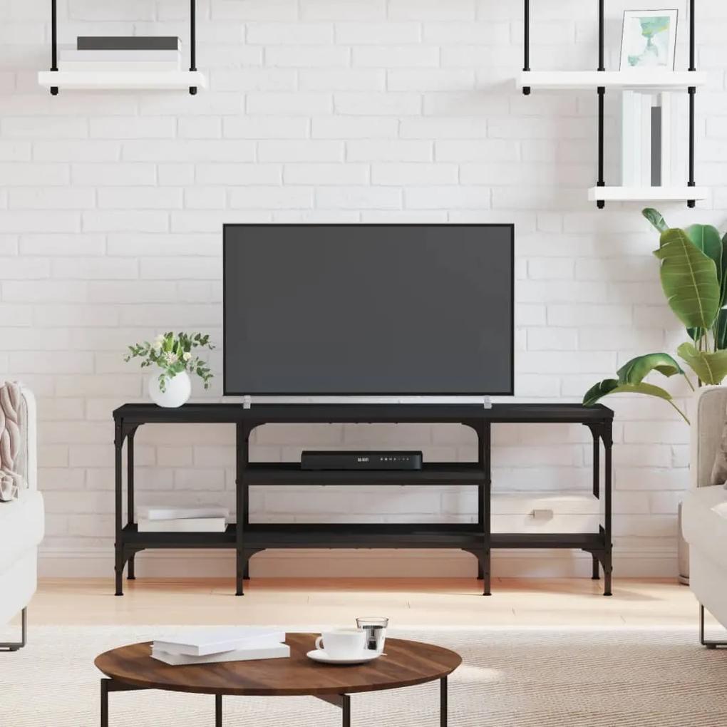 Comoda TV, negru, 121x35x45 cm, lemn prelucrat  fier