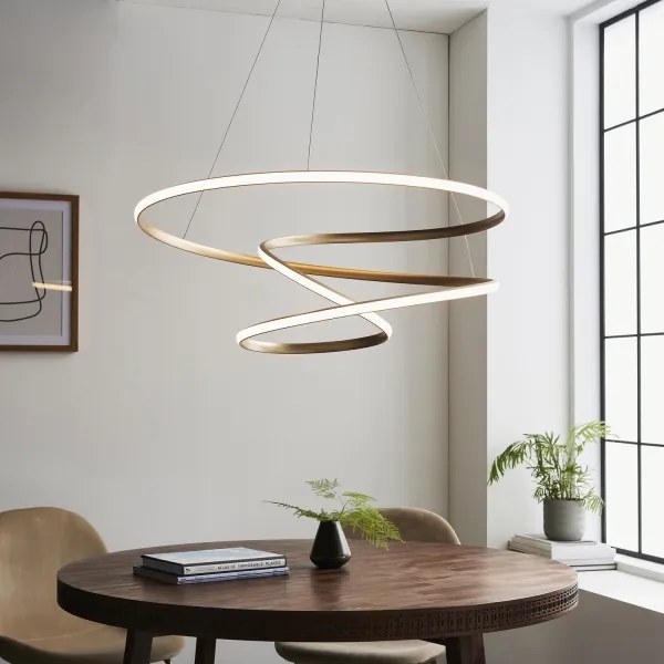 Endon 97639 - Lustră LED reglabilă suspendată pe cablu TWIRL LED/88W/230V 3000K, aurie