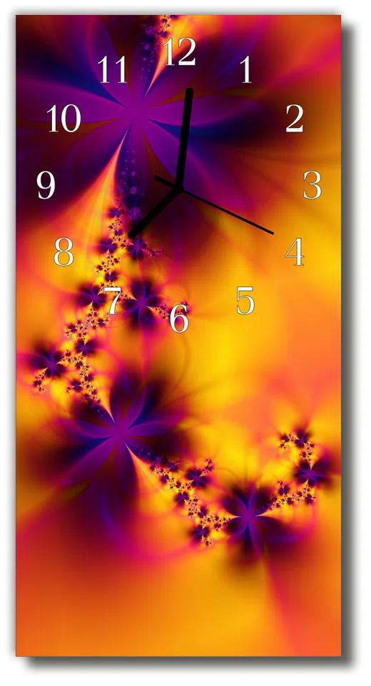 Ceas de perete din sticla vertical Flori de culoare abstractizare