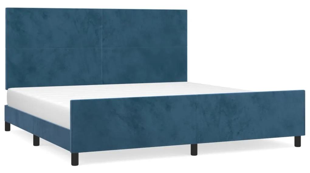 3125657 vidaXL Cadru de pat cu tăblie, albastru închis, 200x200 cm, catifea