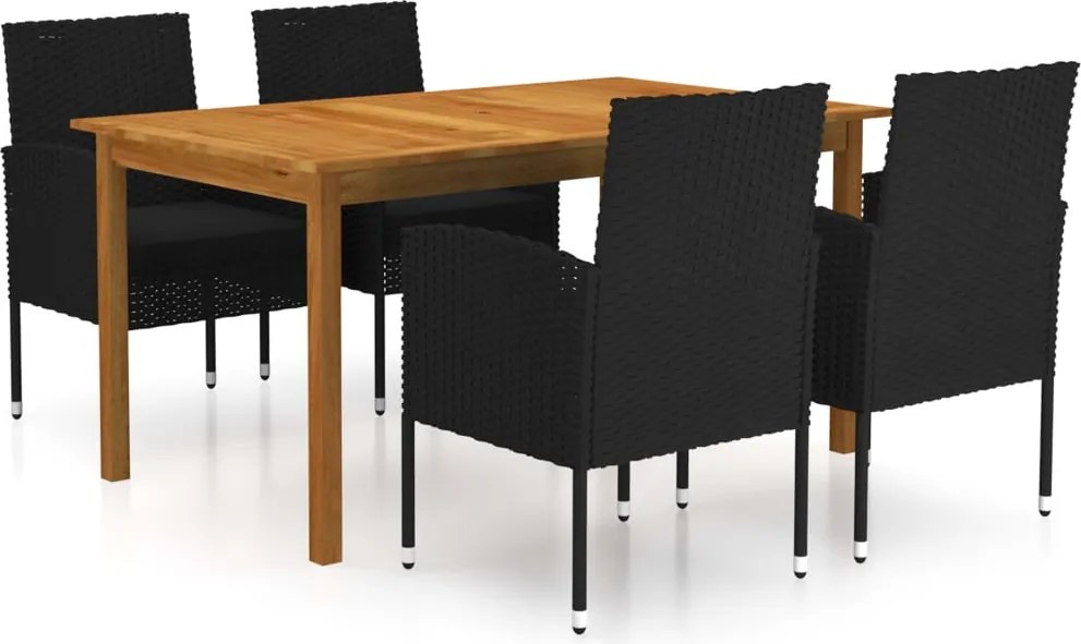 vidaXL Set mobilier de grădină, 5 piese, negru