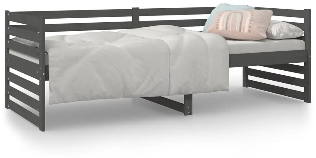 814691 vidaXL Pat de zi, gri, 80x200 cm, lemn masiv de pin